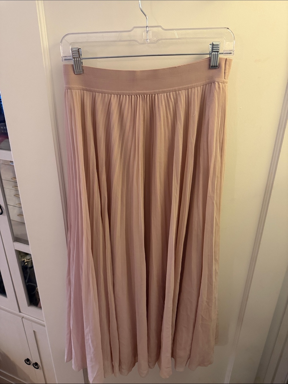 Aritzia Wilfred Dusty Pink Twirl Pleated Maxi Skirt
